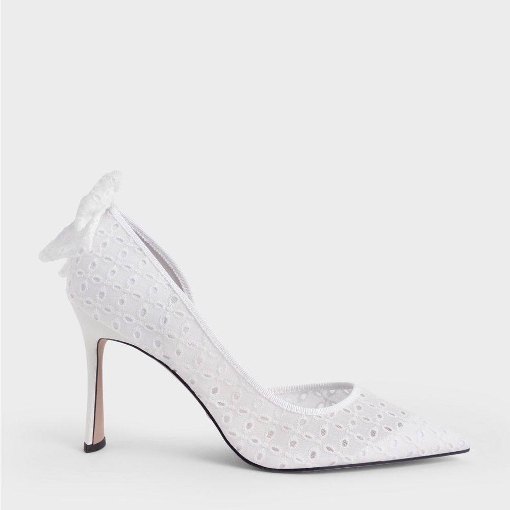 Blythe Broderie Anglaise Half-D'Orsay Pumps - White